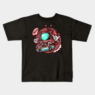 Cartoon Retro TV Skating Kids T-Shirt